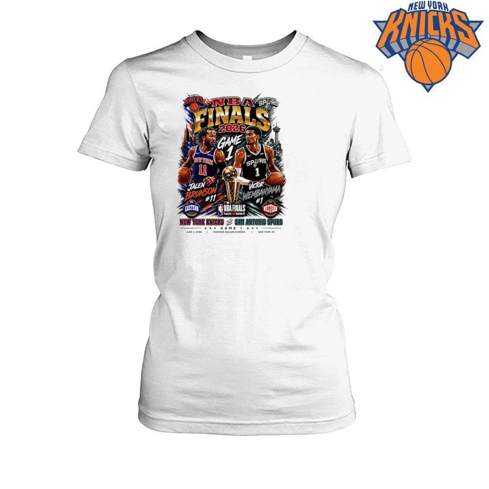 Jalen Brunson Victor Wembanyama Knicks Spurs NBA Finals 2026 Game 1 Vintage Style Shirt