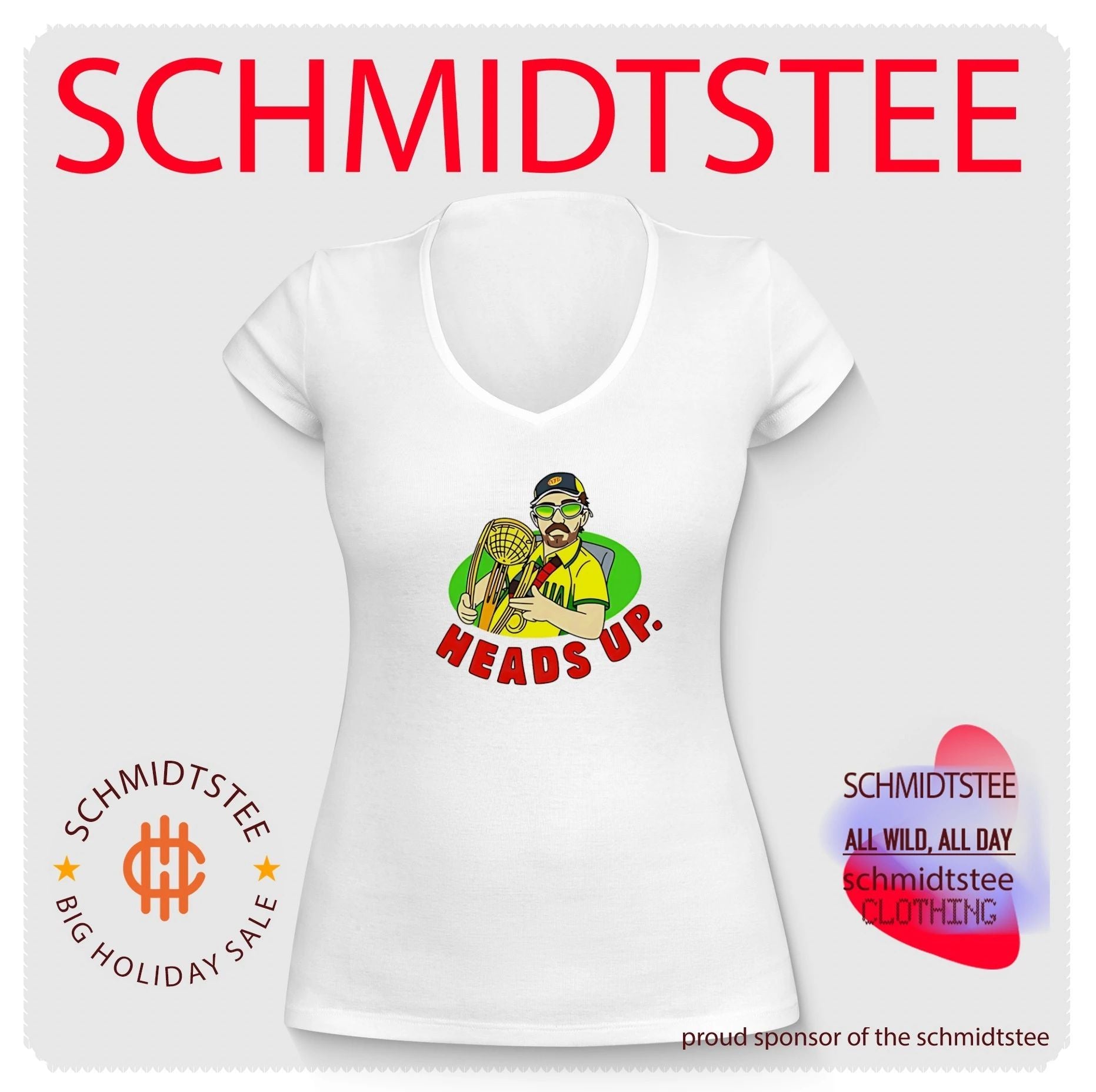 Heads Up cricketer holding trophy graphic shirt