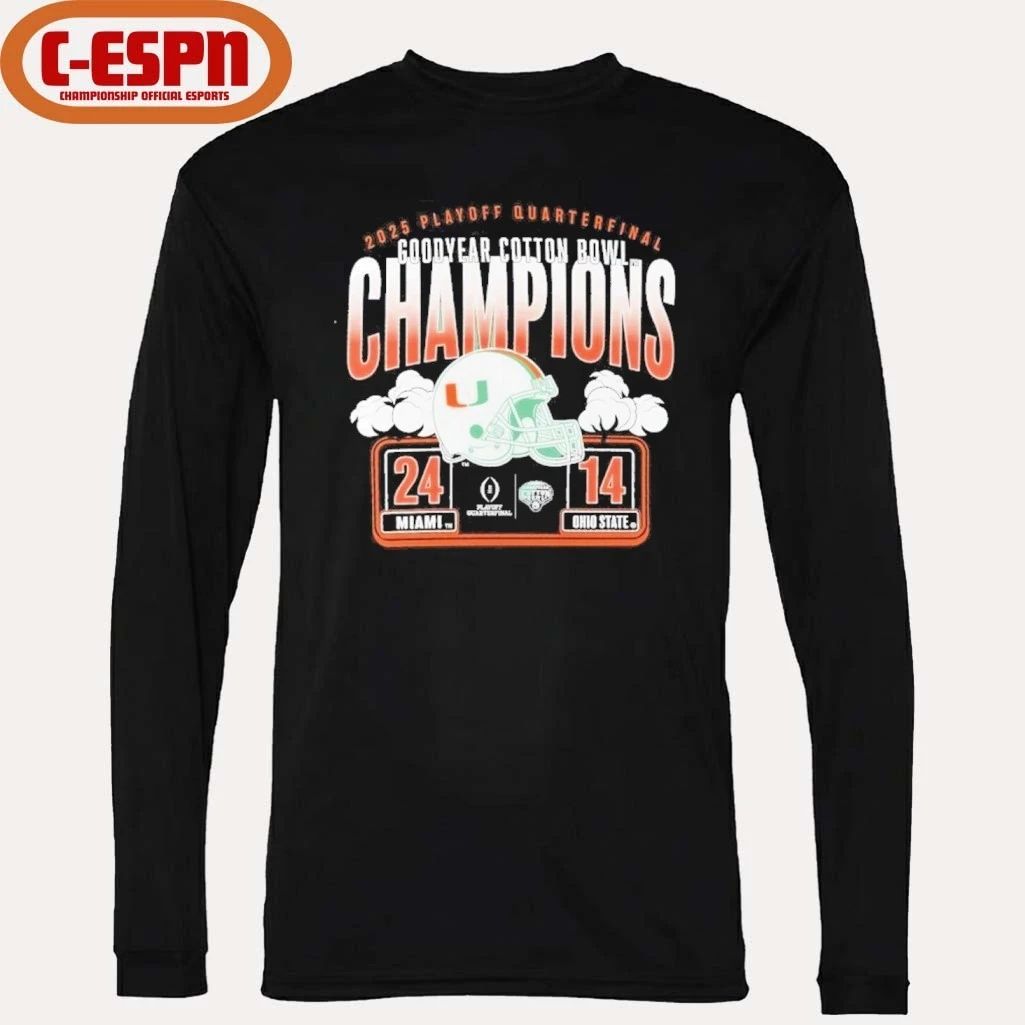 Miami Hurricanes 2025 CFP Cotton Bowl Champions Scoring Drive T-Shirt