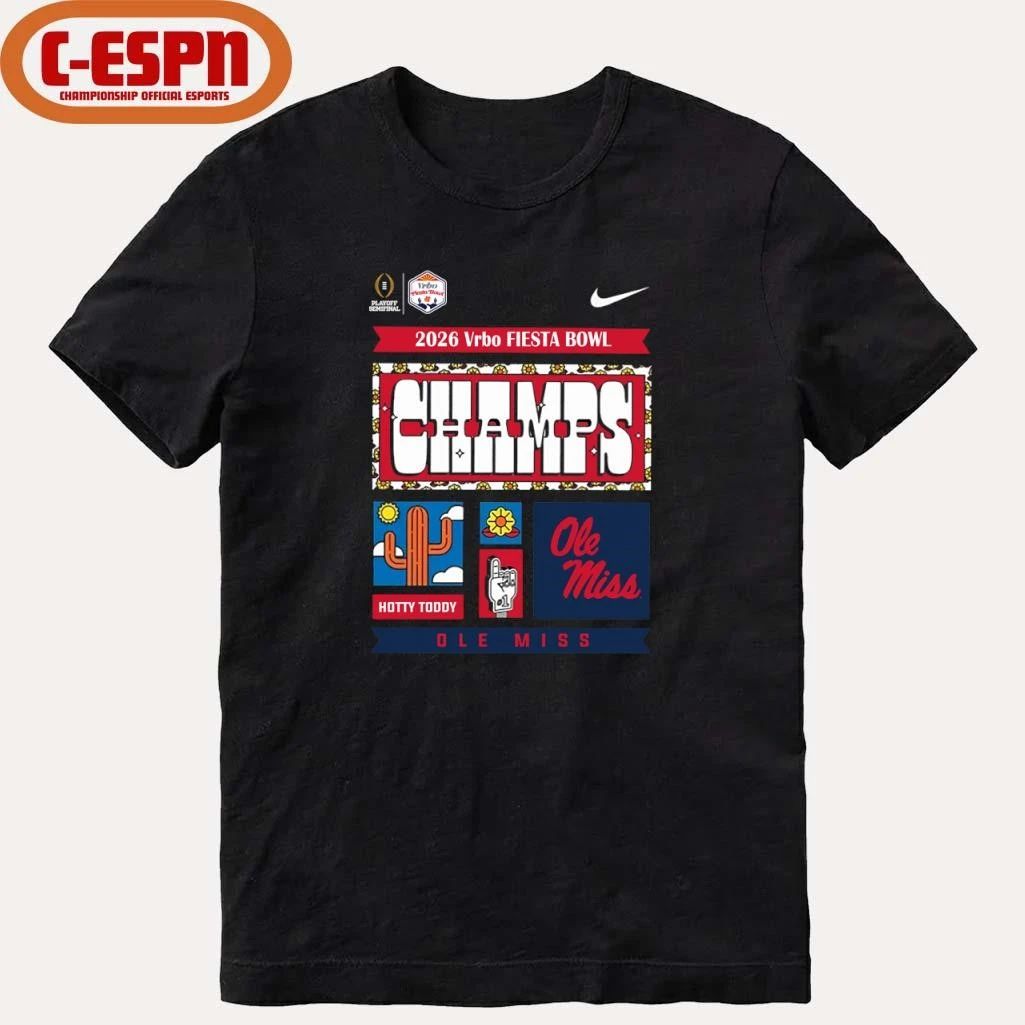 Nike Vrbo Fiesta Bowl Champions Ole Miss Rebels Hotty Toddy T-Shirt