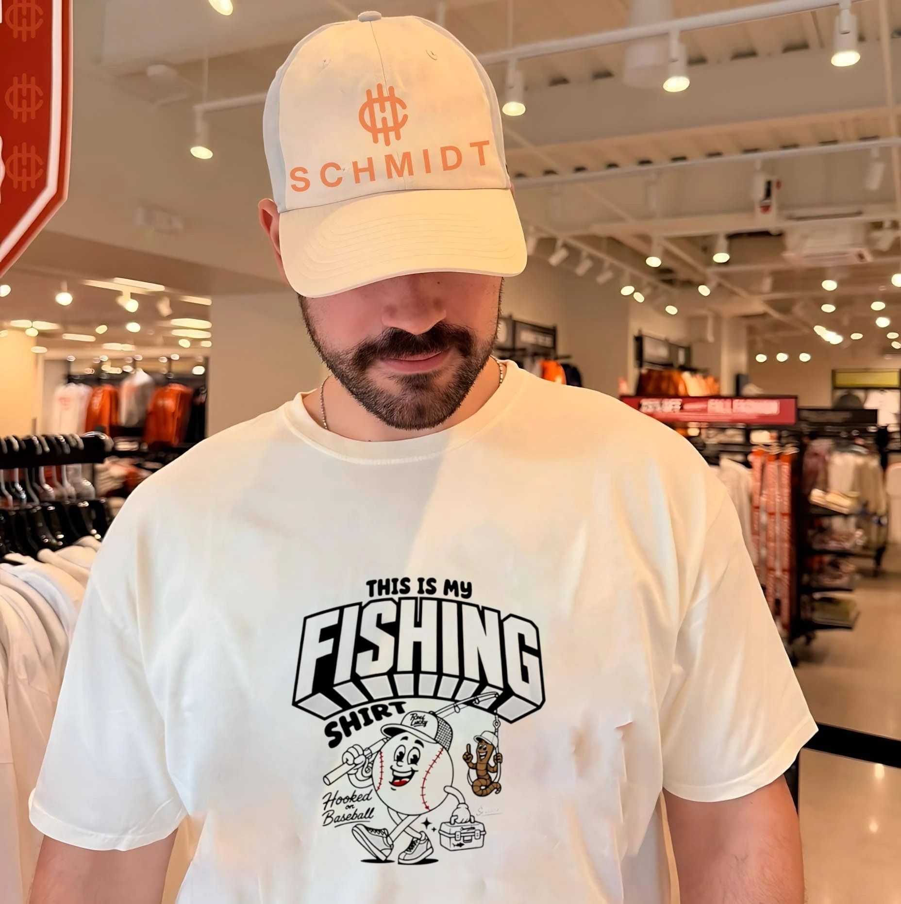 This is my fishing hooked on baseball shirt