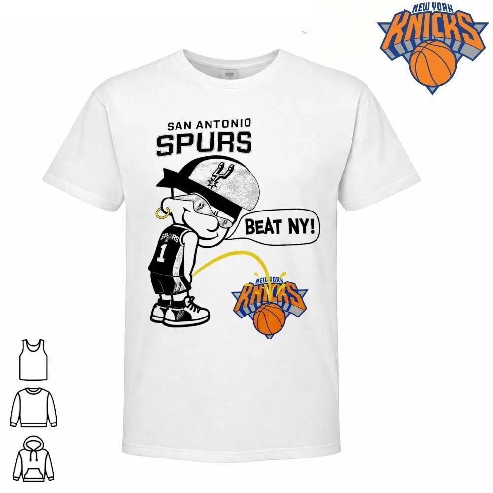 San Antonio Spurs Calvin Peeing On New York Knicks Logo Beat NY Funny Parody Graphic NBA Finals 2026 Shirt