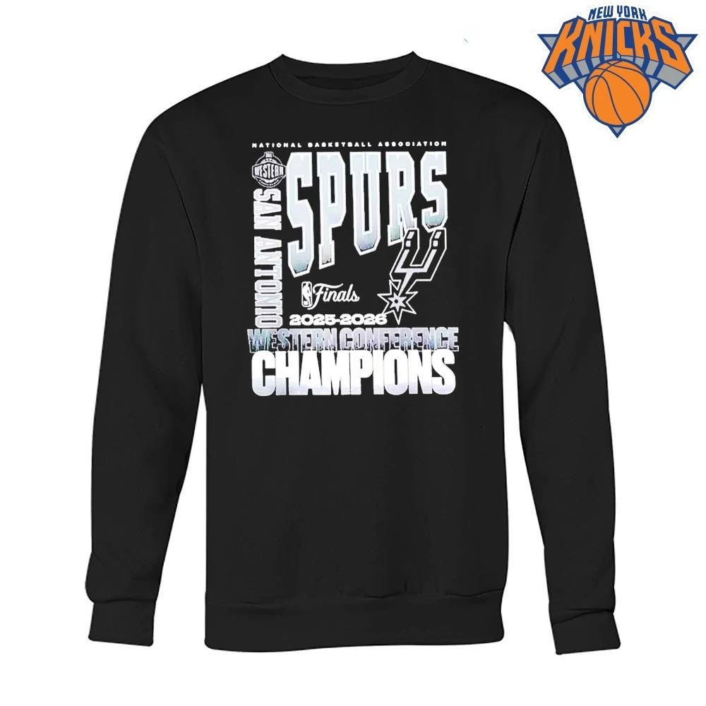 San Antonio Spurs Fanatics Black 2026 NBA Western Conference Champions Stacked Block Shirt