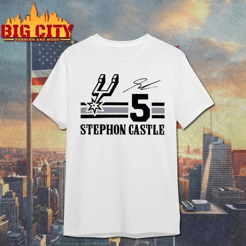 Stephon Castle 5 San Antonio Spurs 2026 NBA Playoff Signature Shirt