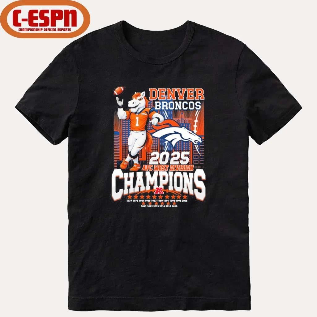 2025 AFC West Division Champions Denver Broncos Mascot Shirt