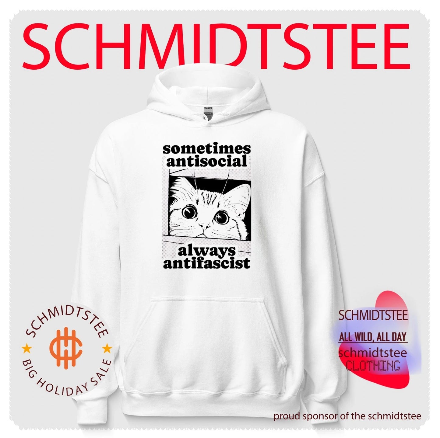 Cat sometimes antisocial always antifascist shirt