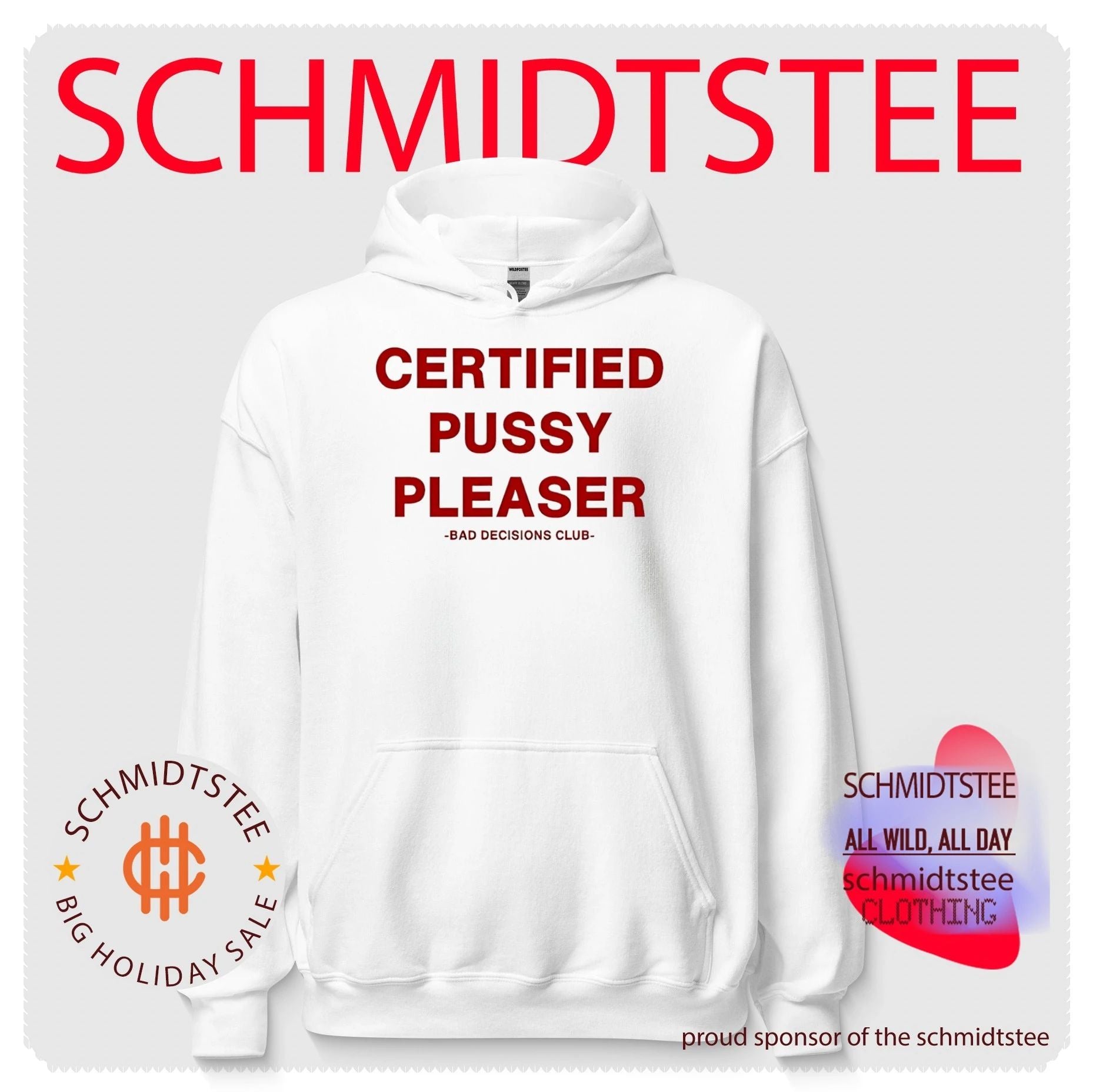Certified pussy pleaser bad decisions club text shirt